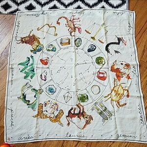 Madewell Zodiac Scarf in Cream with Multicolor Astrological Motifs